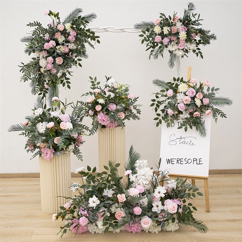 Wedding large-scale floor row engagement simulation silk flower decoration flower row arrangement road lead wedding flower arran