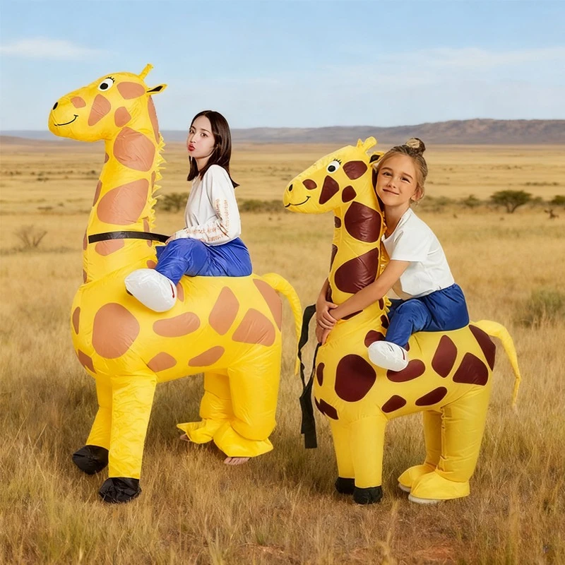 Cartoon Giraffe Inflatable Suit Adult Giraffe Walking Inflatable Suit Halloween Animal Theme Party Masquerade Inflatable Suit