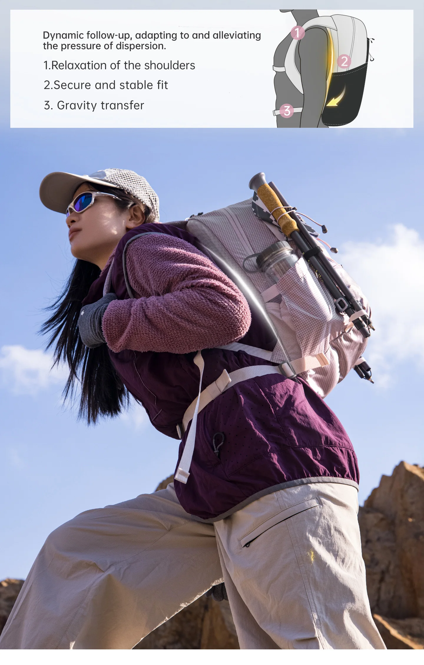 Naturehike 20L Freizeitrucksack, leicht, für Outdoor-Klettern, Trekking, Reisen, großes Fassungsvermögen, Trinkblase-Fach – Detail 5