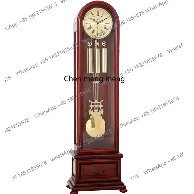 H178Solid wood floor clock movement European retro Chinese living room advanced light luxury vertical pendulum clock