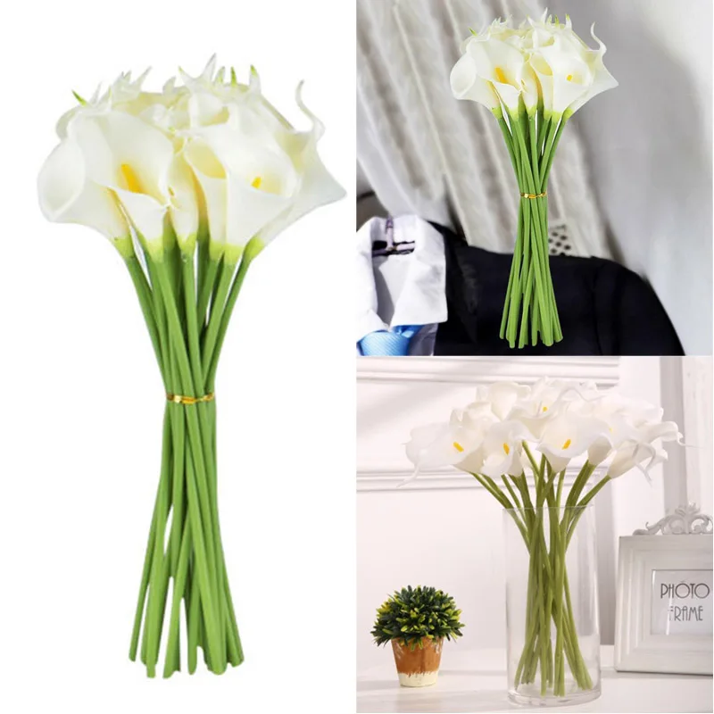 1/10pcs Real Touch Calla Lily Artificial Flowers Bouquet Heads Wedding Bouquet Bridal Birthday Christmas Home Table Decor Flower