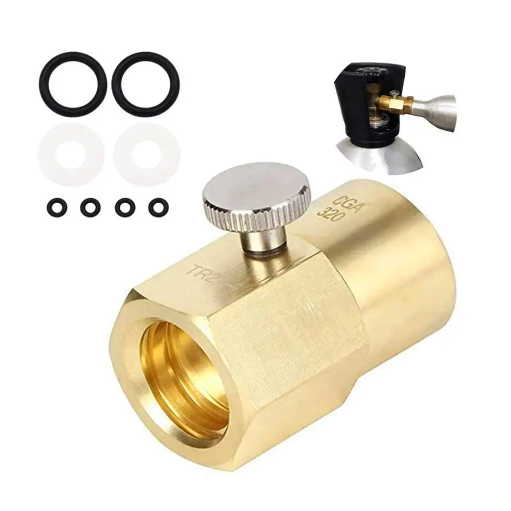 CO2 Refill Adapter Kit for Soda Maker Cylinder Bottle Filling Connector Brass Fits CGA320 W21.8