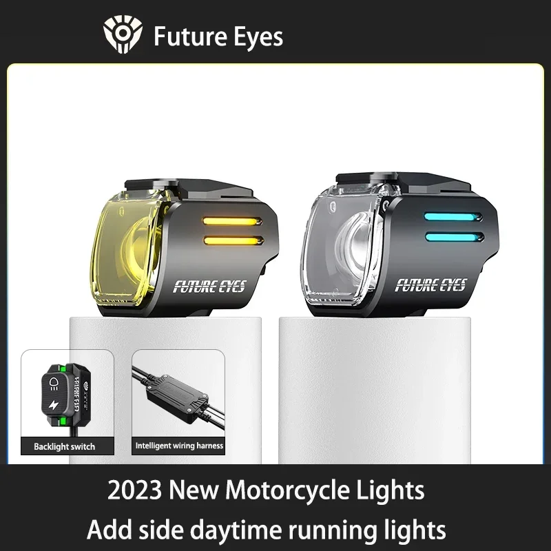 Future Eyes UF1 Motorcycle LED Spotlight Low and High Beam Yellow White Light Paving Headlight Adjustable Safety Warning Lights