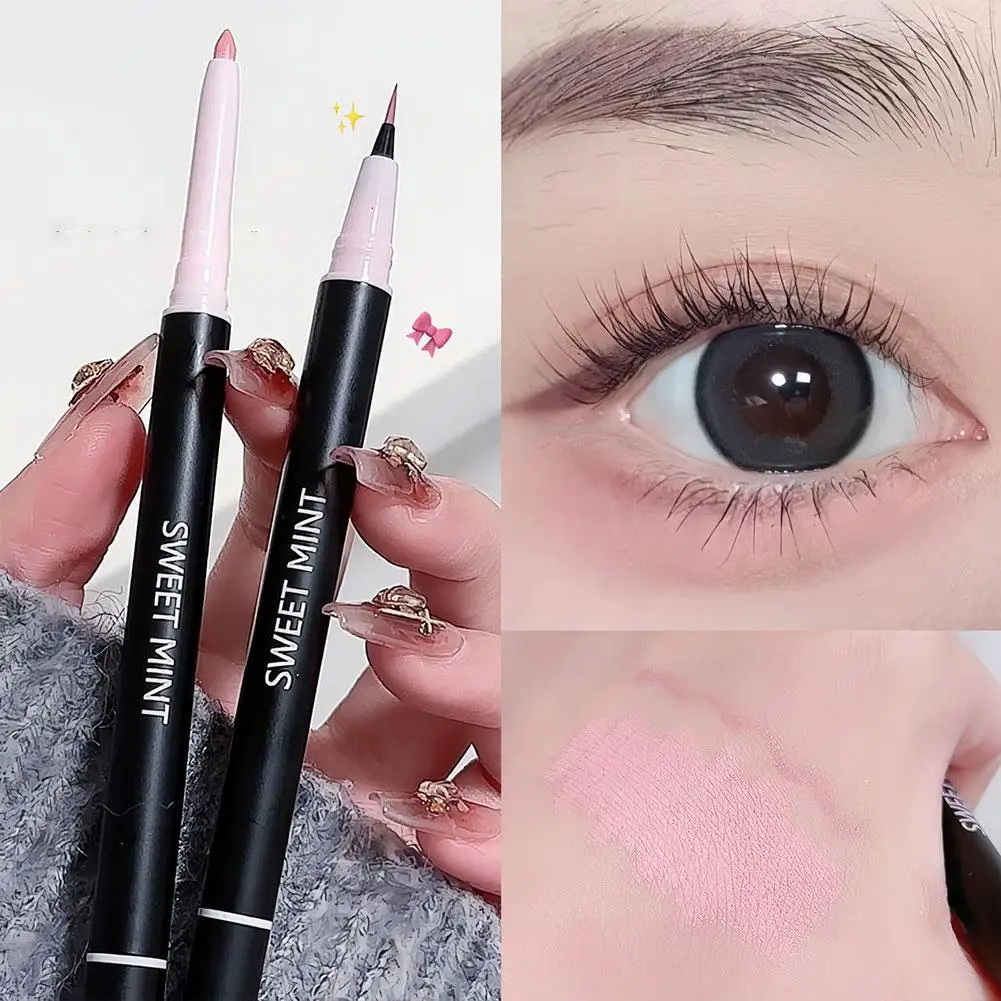 SWEETMINT Tweekoppige Zijderups Eyeliner Potlood Schaduw + Hoogtepunt 2in1 Ultrafijne Penpunt Voor Beginners Betaalbaar Gemakkelijk T V3O1