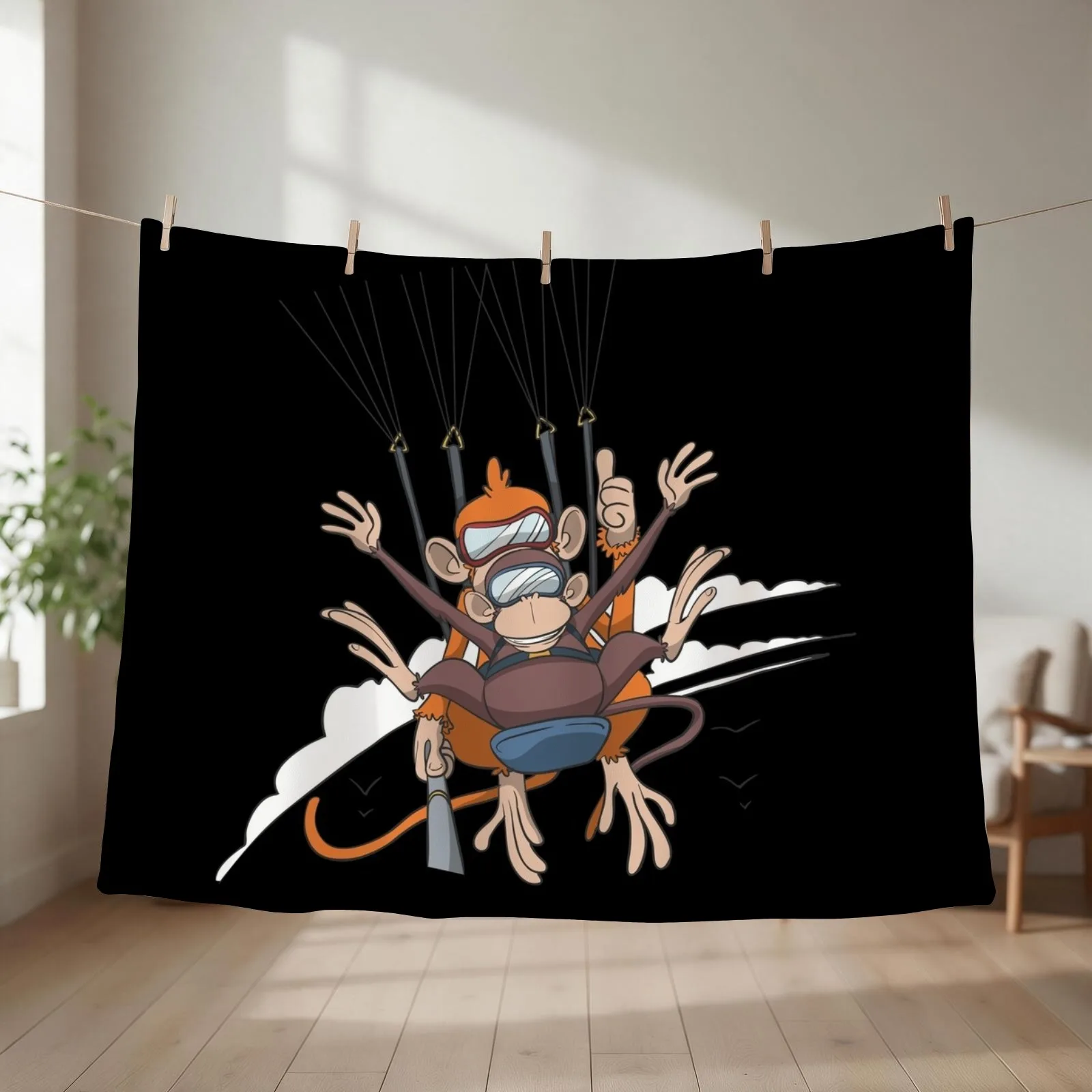 Monkeys in paragliding tandem flight Throw Blanket christmas gifts for winter Shaggy Furry Blankets