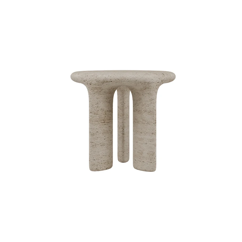 #Dream Home Organic Sculptural Travertine Side Table Modern Minimalist Natural Stone Table for Living Room Bedroom Hotel