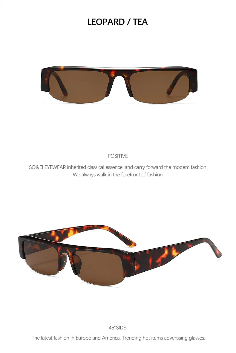 SO&EI Metallscharnier Kleine Rechteckige Sonnenbrille Photochrome Gläser UV400 Modische Halbrahmen Blaulichtfilter Brillengestelle – Detail 10