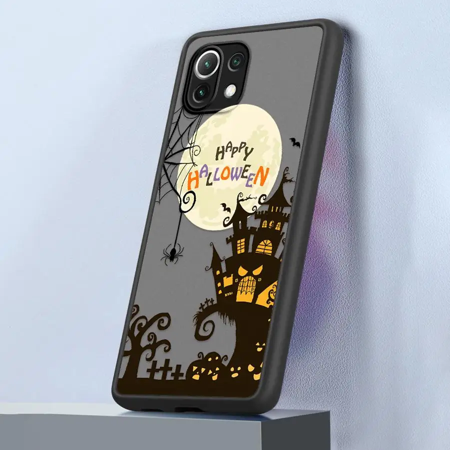 Happy Halloween Castle Bat Witch Back Phone Cover Case for Xiaomi Poco X3 NFC X3 X4 X5 Pro C50 C51 M5s C40 F3