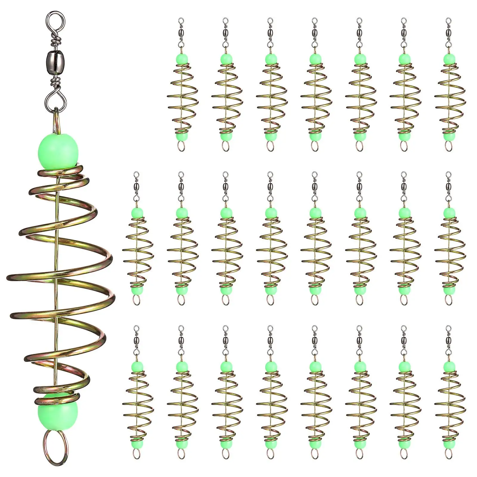 

24 Pcs Luminous Bead Fishing Bait Feeder Cage Trap Holder Spring Carp Durable Atomization Ideal Gift Fishing Accessories