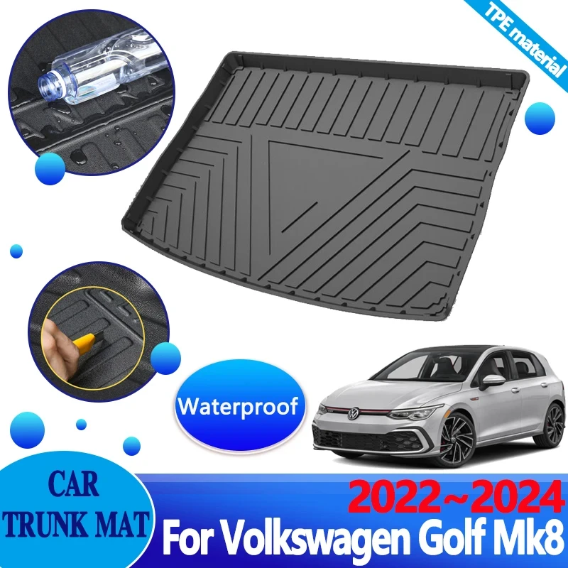 

For Volkswagen Golf Mk8 Accessories VW Golf 8 2022 2023 2024 Car Trunk Mats Anti-scratch Waterproof Carpet Protector Storage Pad