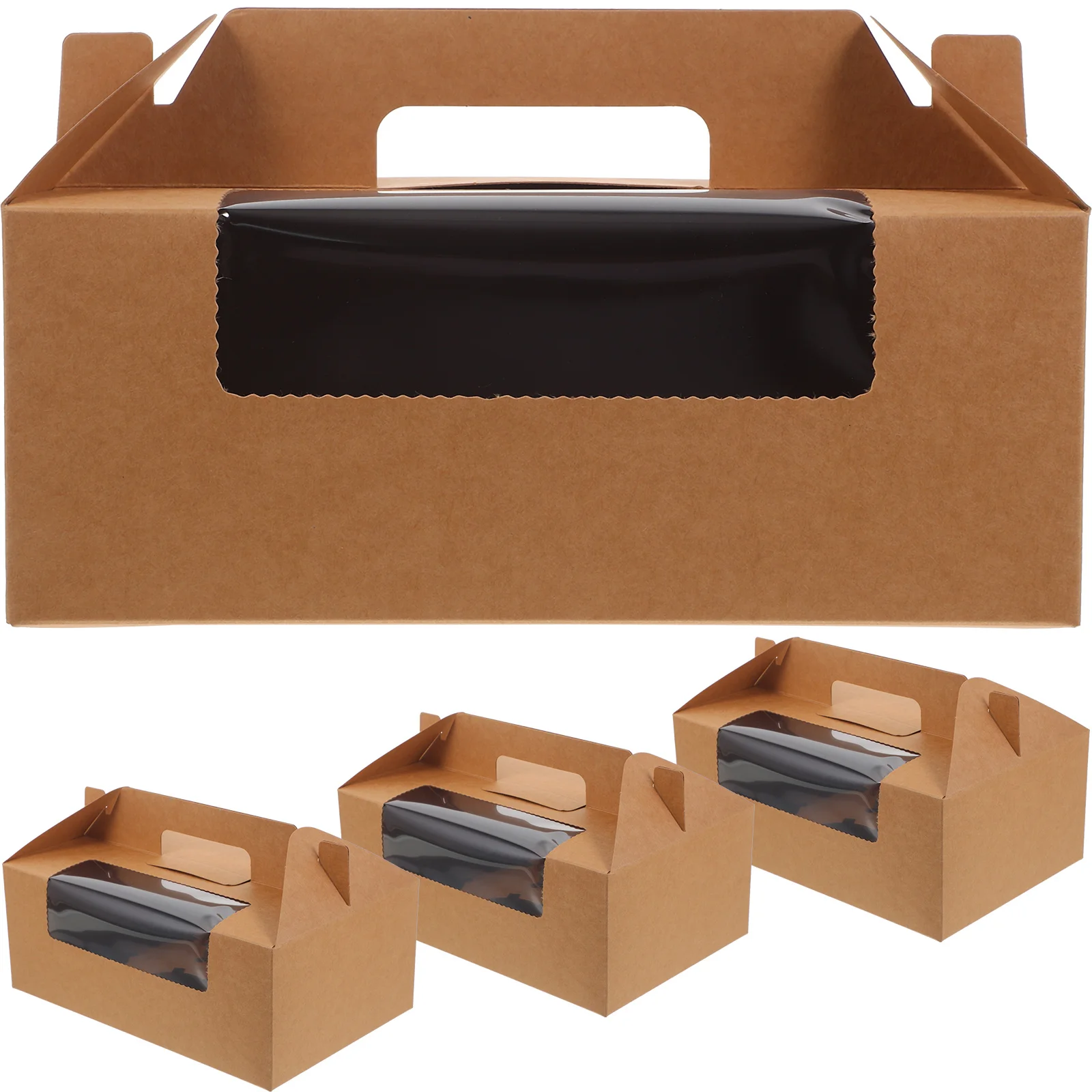

4Pcs Clear Window Cupcake Boxes Paper Cake Packaging Boxes Portable Bakery Carrier Box for Donuts Muffins Treat Storage