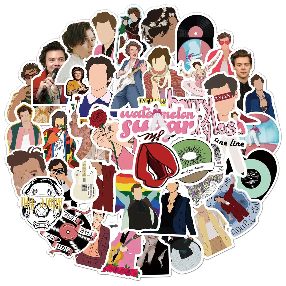50PCS Adesivos de Graffiti do Cantor Britânico Harry Style, Adesivos Estéticos para DIY, Diário, Capa de Telefone e Scrapbook