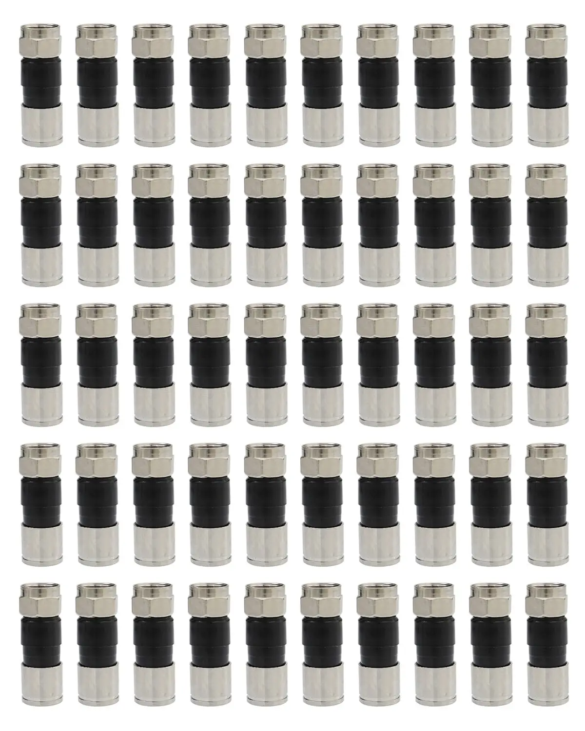 50Pcs RG6 Compression connectors F Type Coaxial Cable Compression connectors,Water Tight O Ring for Universal Cable TV Connector