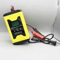 Poq For Car Battery Charger 12V 6A Fully Automatic Smart Charger LCD Display AGM GEL Lead Acid Pulse Repair Power Car Motorcycl