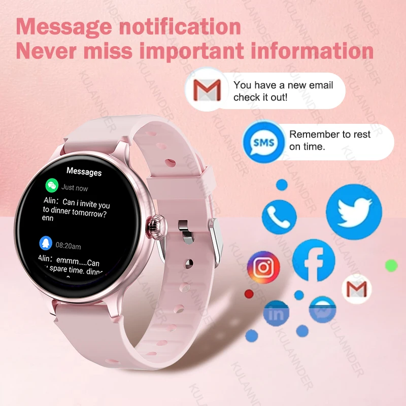 For Android IOS Smartwatch Women's Blood Pressure Heart Rate Oxygen Sleep Health  Monitoring Tracking Sports Smartwatch 2024 New