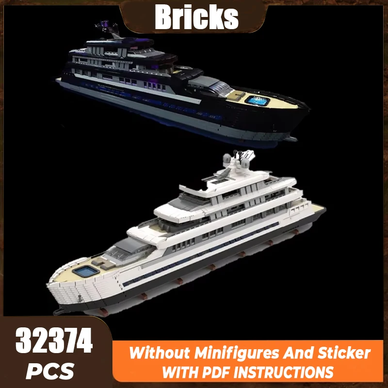 MOC Building Block Model Large Luxury Yacht  Bricks Toys