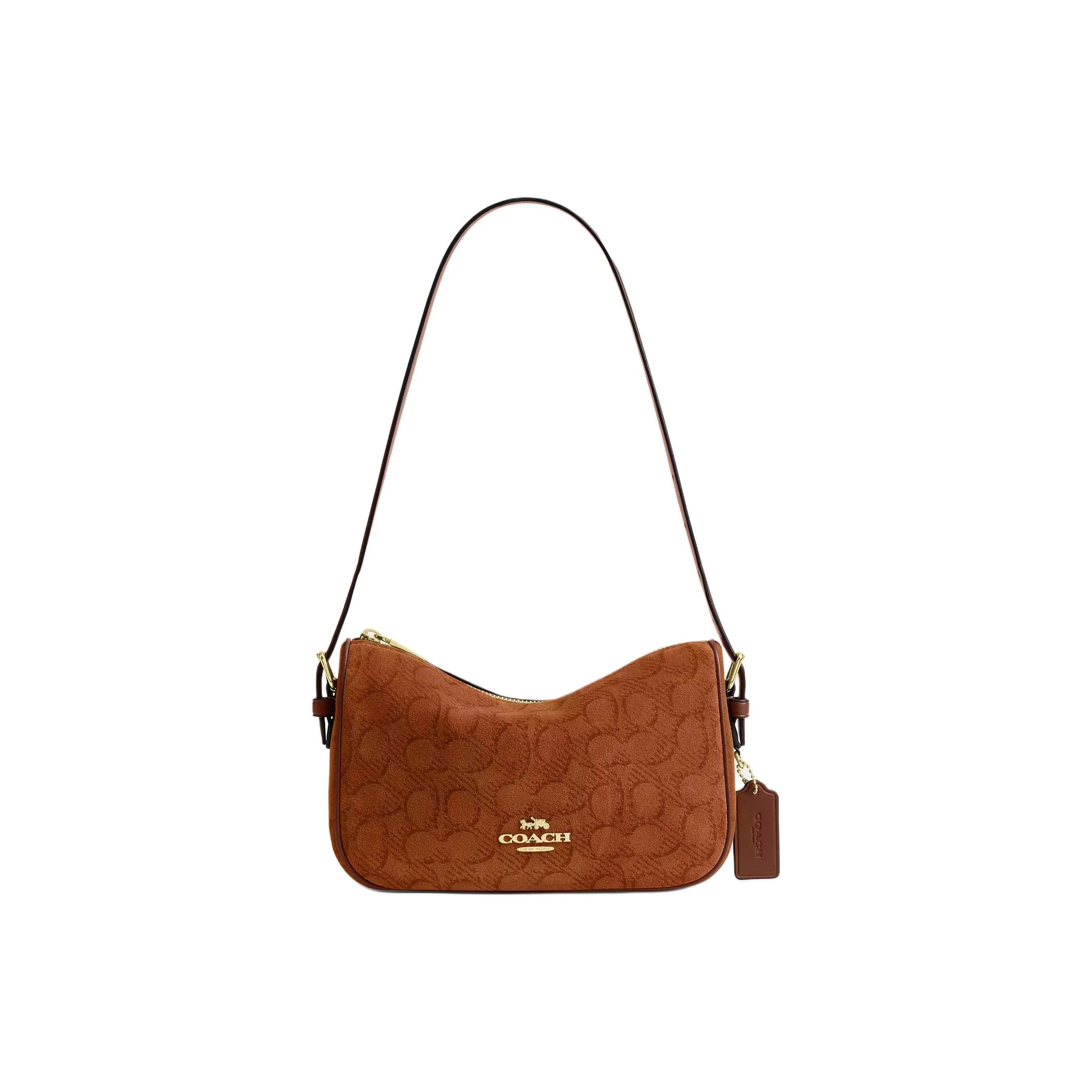 COACH Kailey Iconic Suede With Smooth Leather Shoulder Bag Small Women's Suede Caramel CCC69-IMLN6
