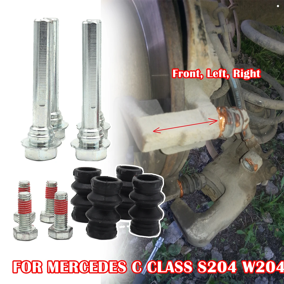 

12pcs FOR MERCEDES C CLASS S204 W204 Brake Caliper Cylinder Slider Guide Pin For Disc Housing Bolts Rubber Bushing Boot seal kit