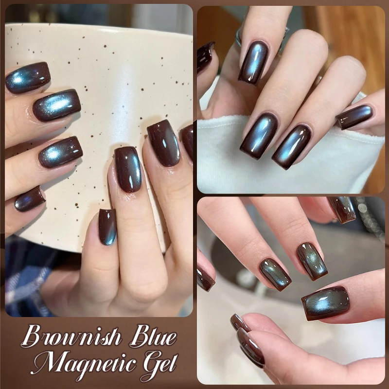 Bruinachtig Blauwe Kat Magnetische Gel Nagellak Blauw Licht Magnetische Gel Semi Permanente Losweken UV LED Gel Vernis Nagelbenodigdheden DIY