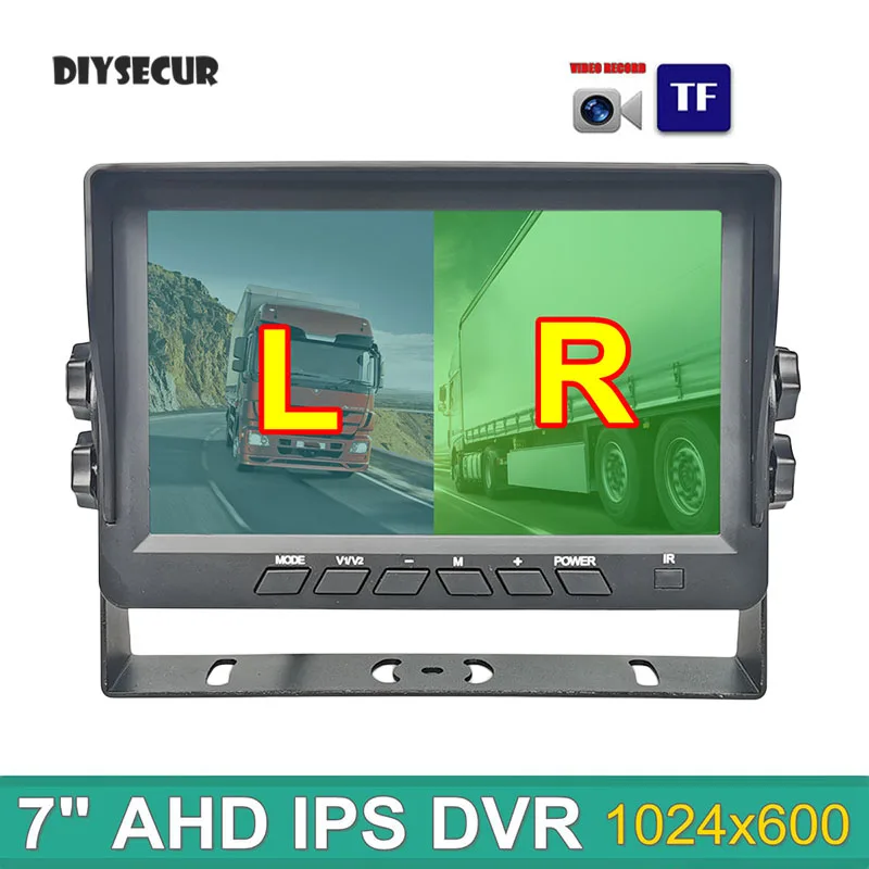 DIYSECUR 7 polegadas AHD IPS 2CH Visão Traseira Monitor de Carro Suporte 720P 1080P AHD CVBS Câmera Gravação de Vídeo Diaplay 2 Câmeras Imagem