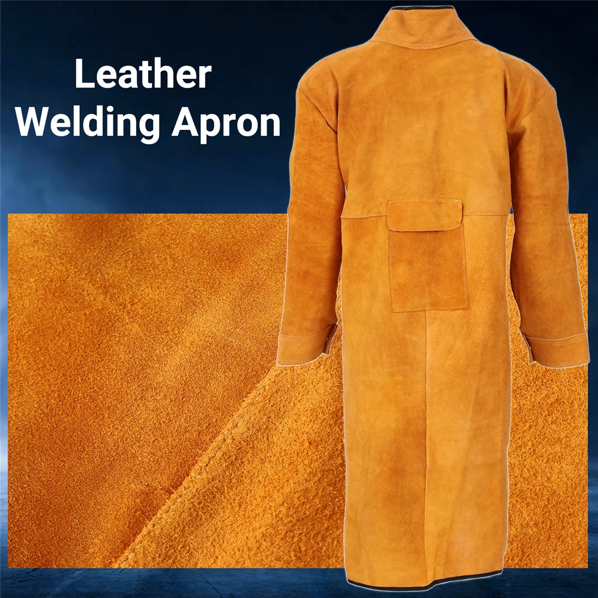 A88M 120 سنتيمتر ساحة لحام لهب كم طويل لحام ملابس واقية انقسام الجلود مقاومة للحريق