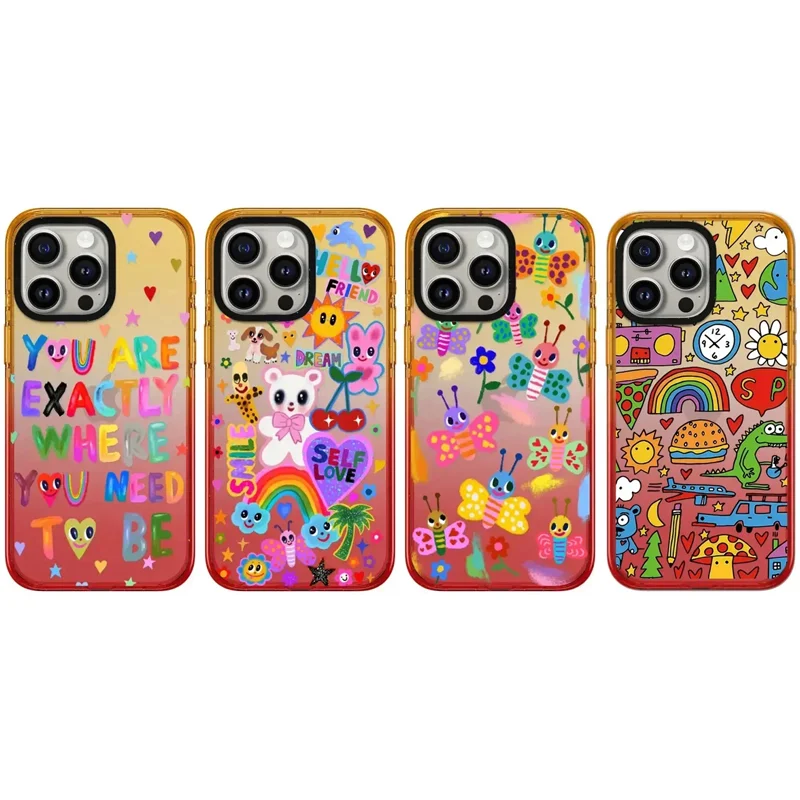 

Peach Gradient Border 2.0 Acrylic Colorful Letters Pattern iPhone 11 12 13 14 15 Pro Max Protective Case