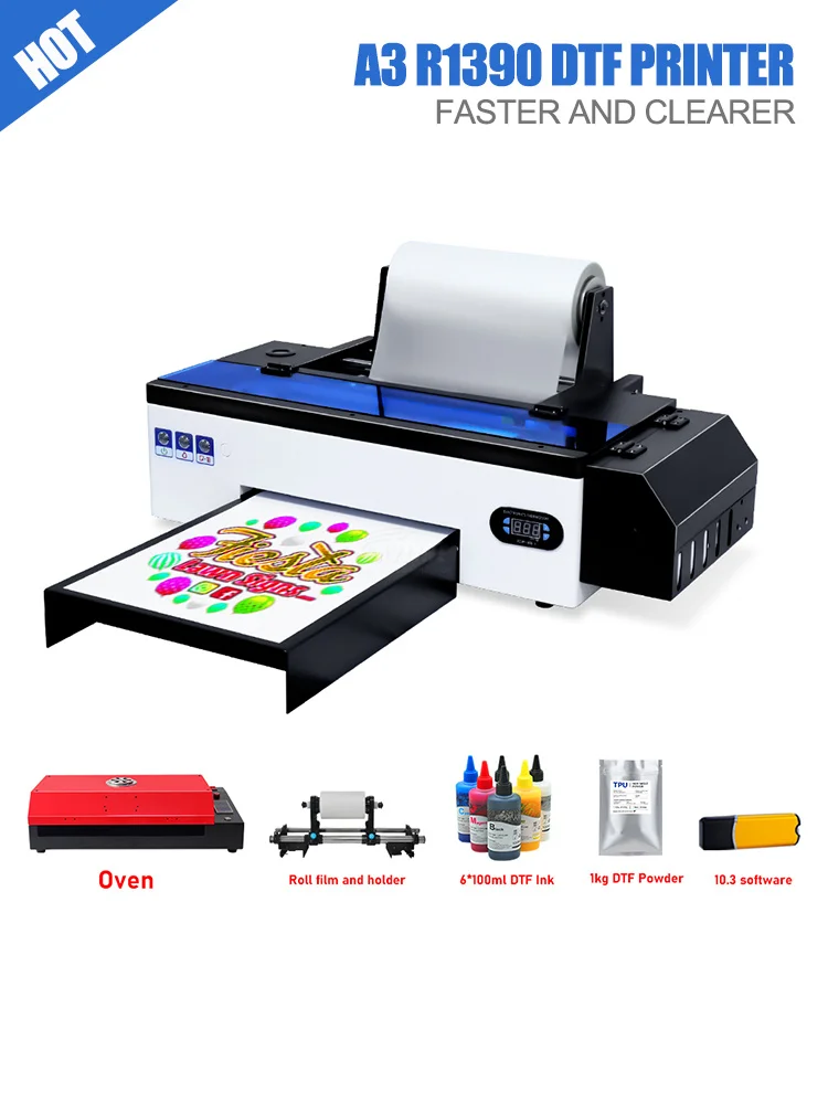 طابعة A3 DTF Epson L1800 رأس الطباعة مباشرة إلى طابعة DTF مع فرن طابعة A3 DTF للملابس تي شيرت Impresora DTF A3