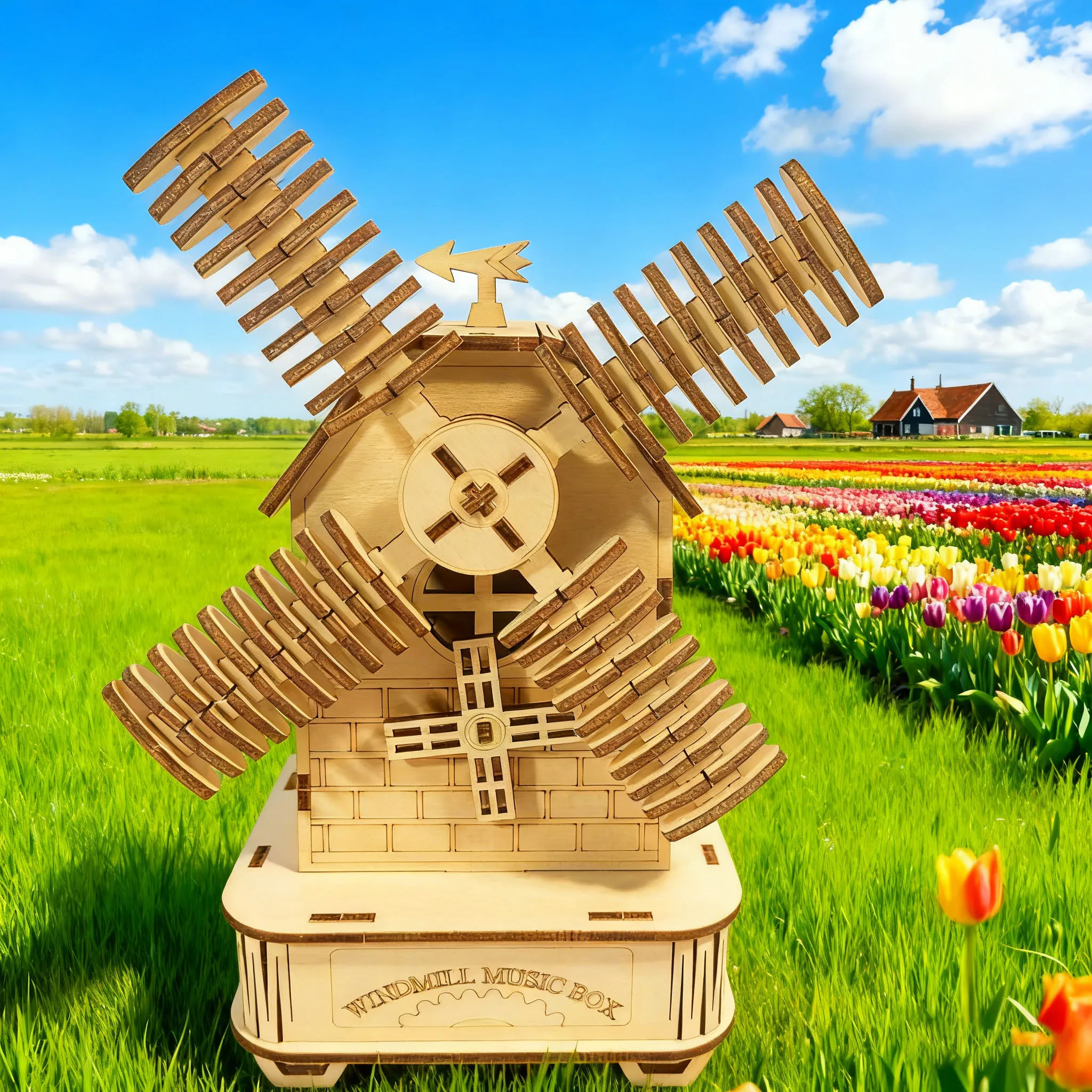3D Wooden Windmill Puzzle DIY Kit Assembly Fun Set Wooden Building Blocks The Perfect Gift Holiday Present