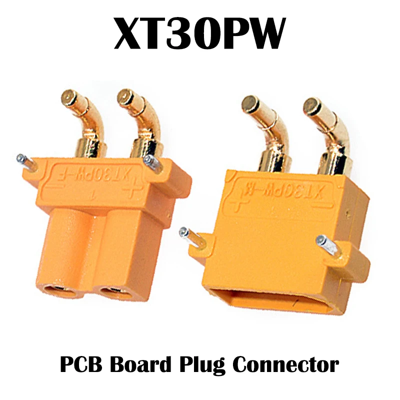 AMASS XT30PW XT30 Series Gold Plated 2Pin Right Angle PCB Mount Male Female Banana Connector for RC FPV Drone Lipo Battery ESC
