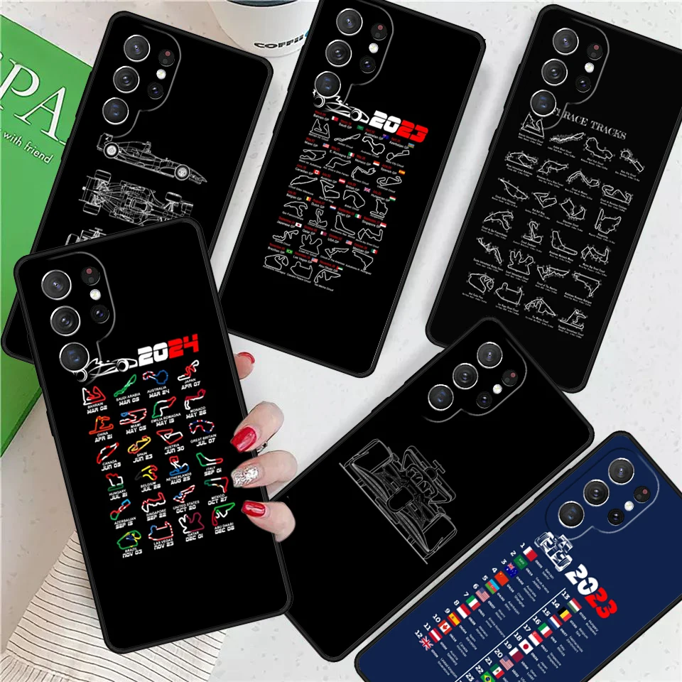 

Calendar Formula Race Cars Circuits For Samsung Galaxy S24 Ultra S21 S22 S8 S9 S10E Note 10 20 Plus FE S23 Phone case Cover