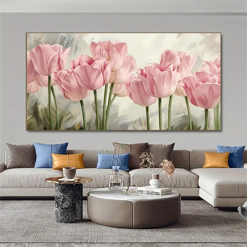 colorful Tulips ,Dreamy Tulips canvas print wall art poster for cafe living room home decoration, no frame.