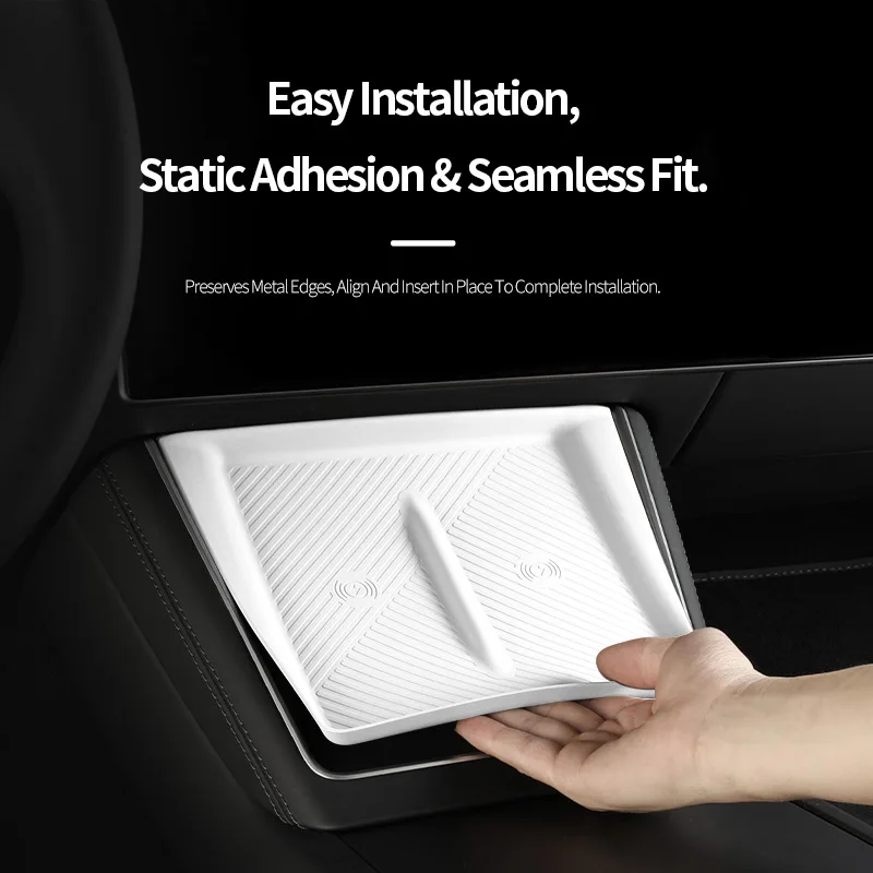 

For Tesla Model Y Juniper Model 3 Highland 2025 2026 Silicone Wireless Charging Mat Center Console Anti-Slip Protector Pad Wire
