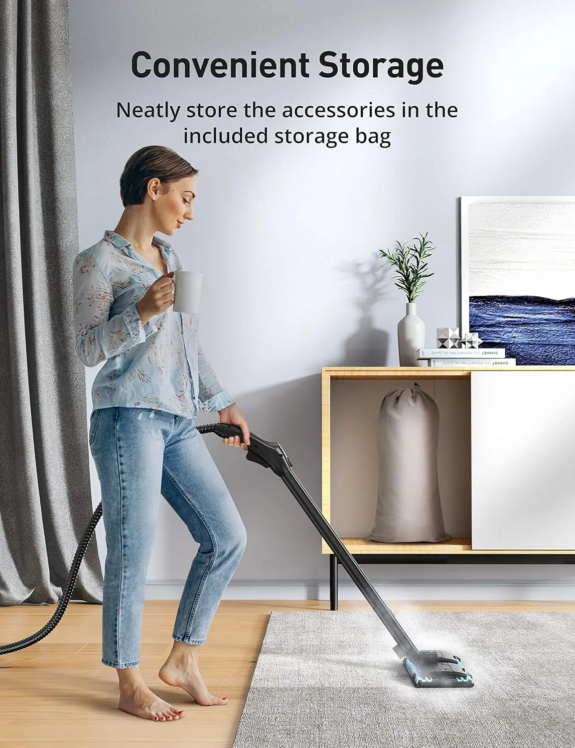 Steam Cleaner with 21 Accessories, 5 Minutes Fast Heating, Multipurpose Portable Canister Steamer for Floors, Carpet, Cars, Tile