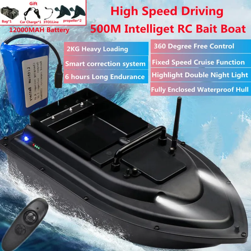 Smart Correction Sonar Fish 500M Remote Control Fishing Boat Fixed Speed Cruise Waterproof 360°Free Control 6Hours RC Bait Boat