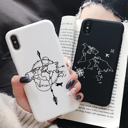 For iPhone 13 15 16 Pro Case World Map Travel Couple Cover For iPhone 14 12 11 Pro Xs Max Mini X XR 8 7 Plus SE Paired Fundas