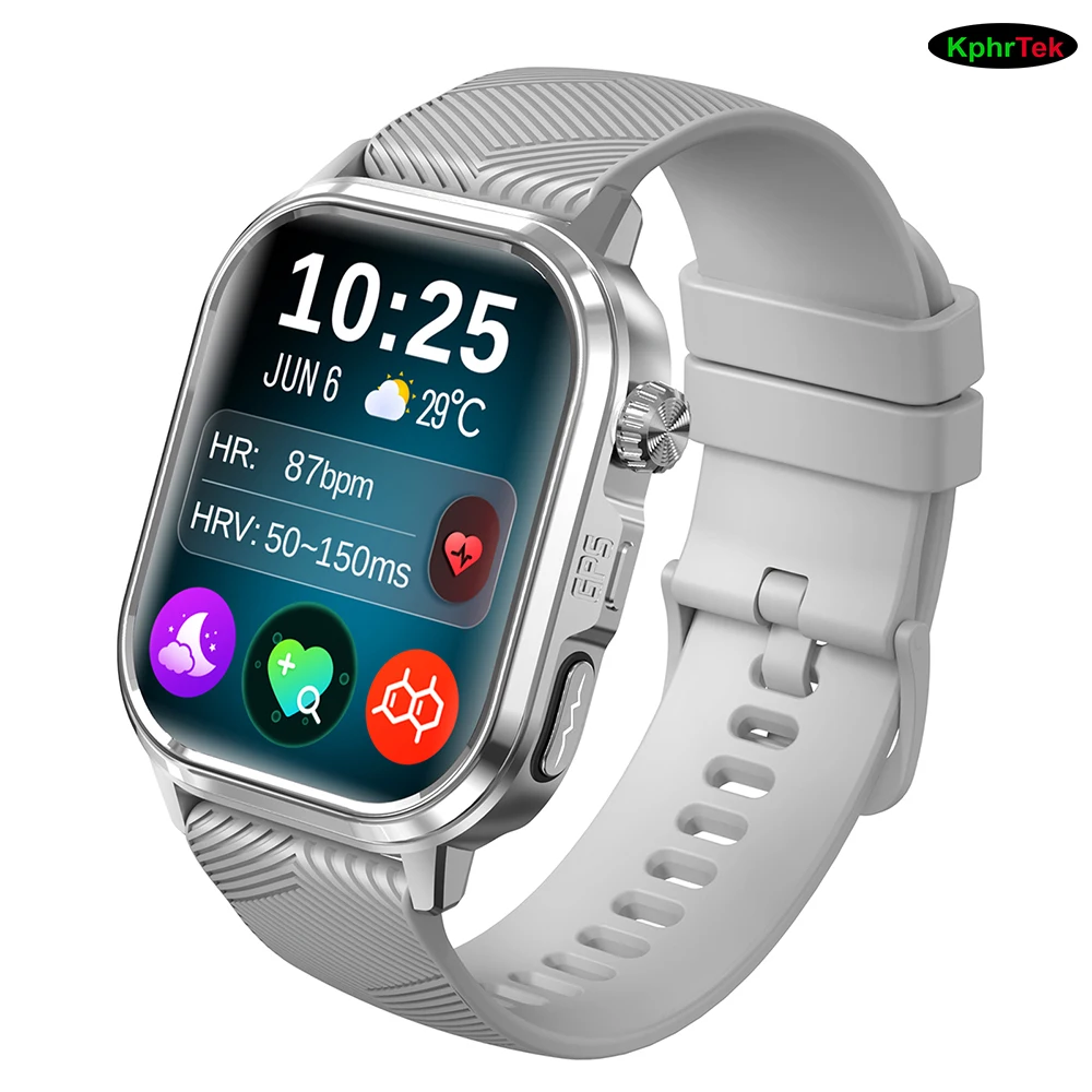 10 PCs GPS Smart Watch Men 1.952" AMOLED ECG+PPG Fall Detection SOS Emergency Call Heart Rate SpO2 Blood Pressure Glucose Smartw