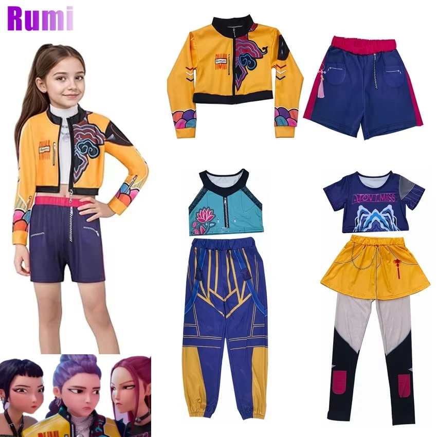 

New Movie K-Pop Mira Rumi Zoey Demon Hunters Cosplay Costume for Girl Halloween Stage 3D Printed Pattern Role Play Clothes 2025