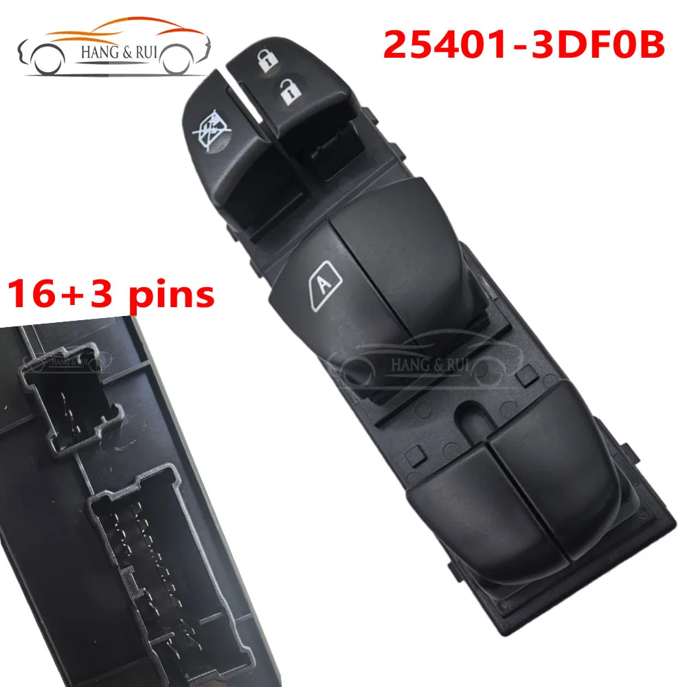 

25401-3DF0B Car Window Control Switch Master Button 16+3 pins For Nissan X-Trail 2014-2017 Nissan Qashqai 2016-2017 254013DF0B
