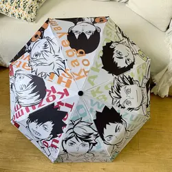Haikyuu!! Hinata Shoyo Tobio Kageyama Oikawa Tooru Anime Automatic Opening Closing Umbrella Black Glue Sunscreen Umbrella