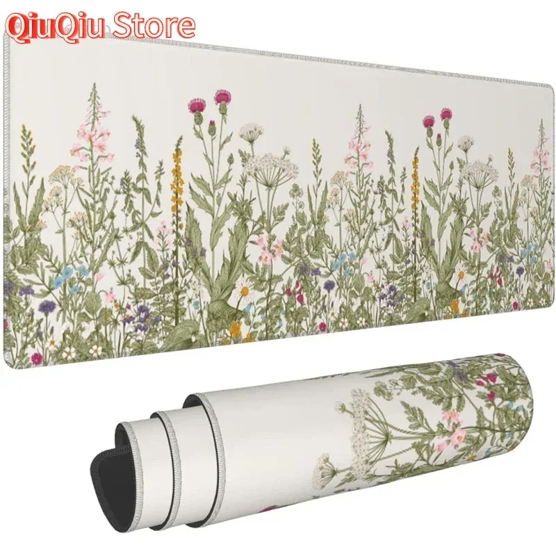 

Коврик для мыши Gaming Green Plant Flower Aesthetics XL Коврик для компьютерной мыши XXL Playmat Натуральный каучук Офисный ковер Компьютерный коврик для мыши