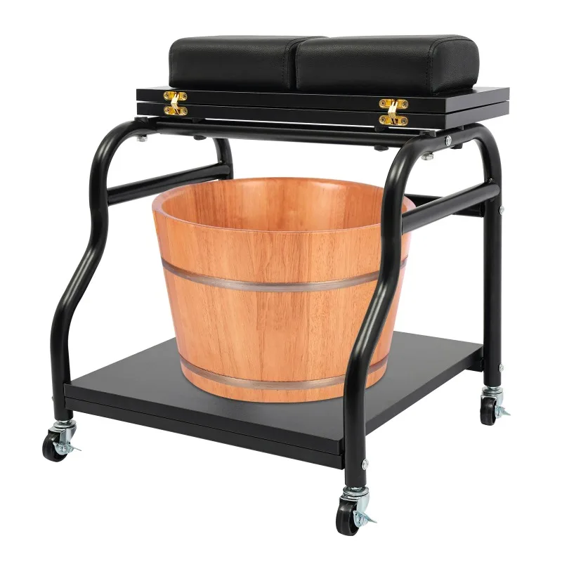 Portable Foot Bath Spa Cart Beauty Salon Nail Trolley Footrest Stand Funiture Massage Table