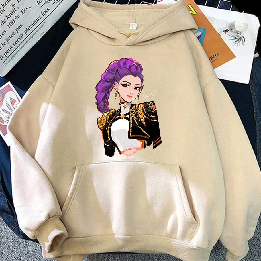 K-Pop شيطان الصيادين رومي رسم طباعة الرجال امرأة هوديس مضحك Harajuku فضفاض عادية فضفاض زوجين الملابس