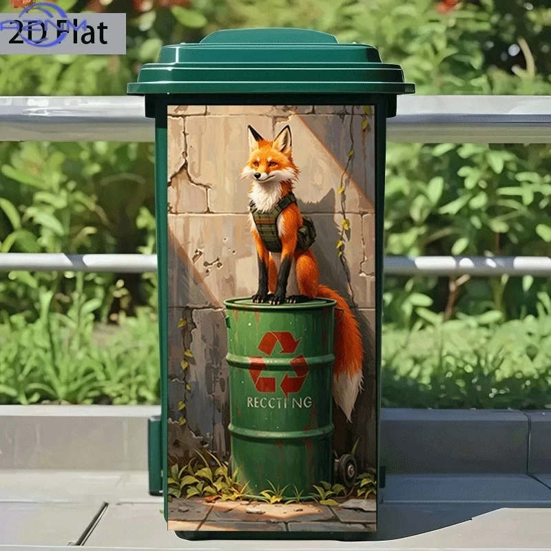 1pc of Trash Can Sticker, Measuring , Designed for a Fox-Themed Recycling Bin. It Is a Self-Adhesive Wall Decoration Suitable