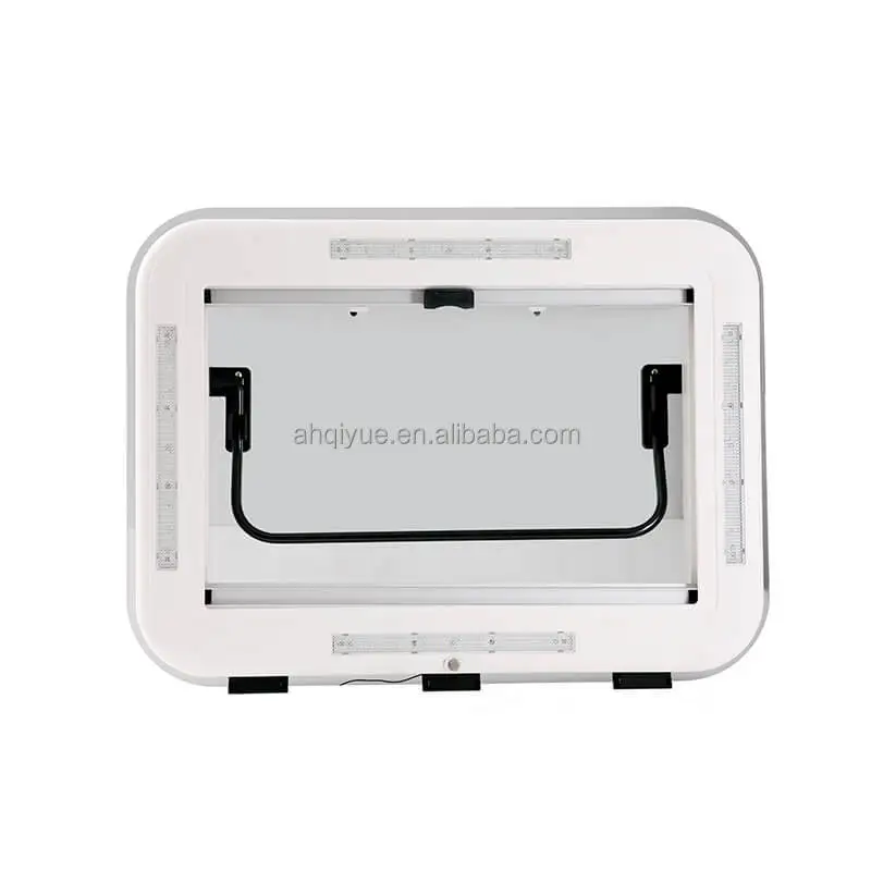 White Or Black Aluminum Top Frame RV Caravan Camper Trailer Roof Skylight Window 960*650mm With LED Lights And Curtain