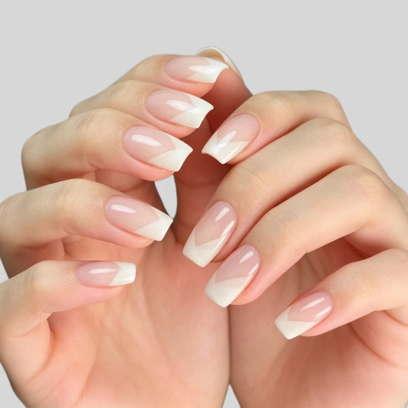 

24Pcs False Nails Soft Sweet Pink and Apricot French Tips—High-Quality Press-On Nails Perfect As A Gift for Girls and Friends