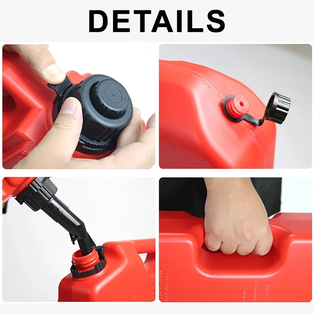 5L Universal Spare Petrol Tanks Red Black Plastic Jerry Can Fuel Tank Gasoline Container with Lock Key for Car Motorcycle RV SUV