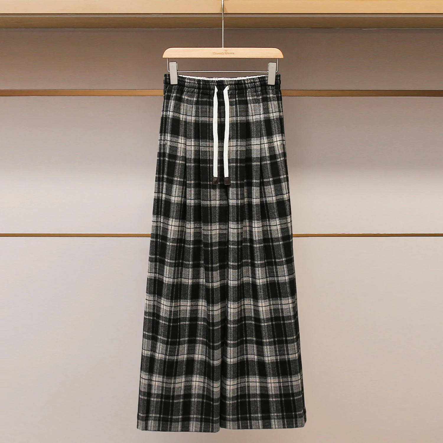 

Женские брюки с высокой талией в клетку, повседневные, прямого кроя, осенне-зимняя новинка, модные, элегантные
