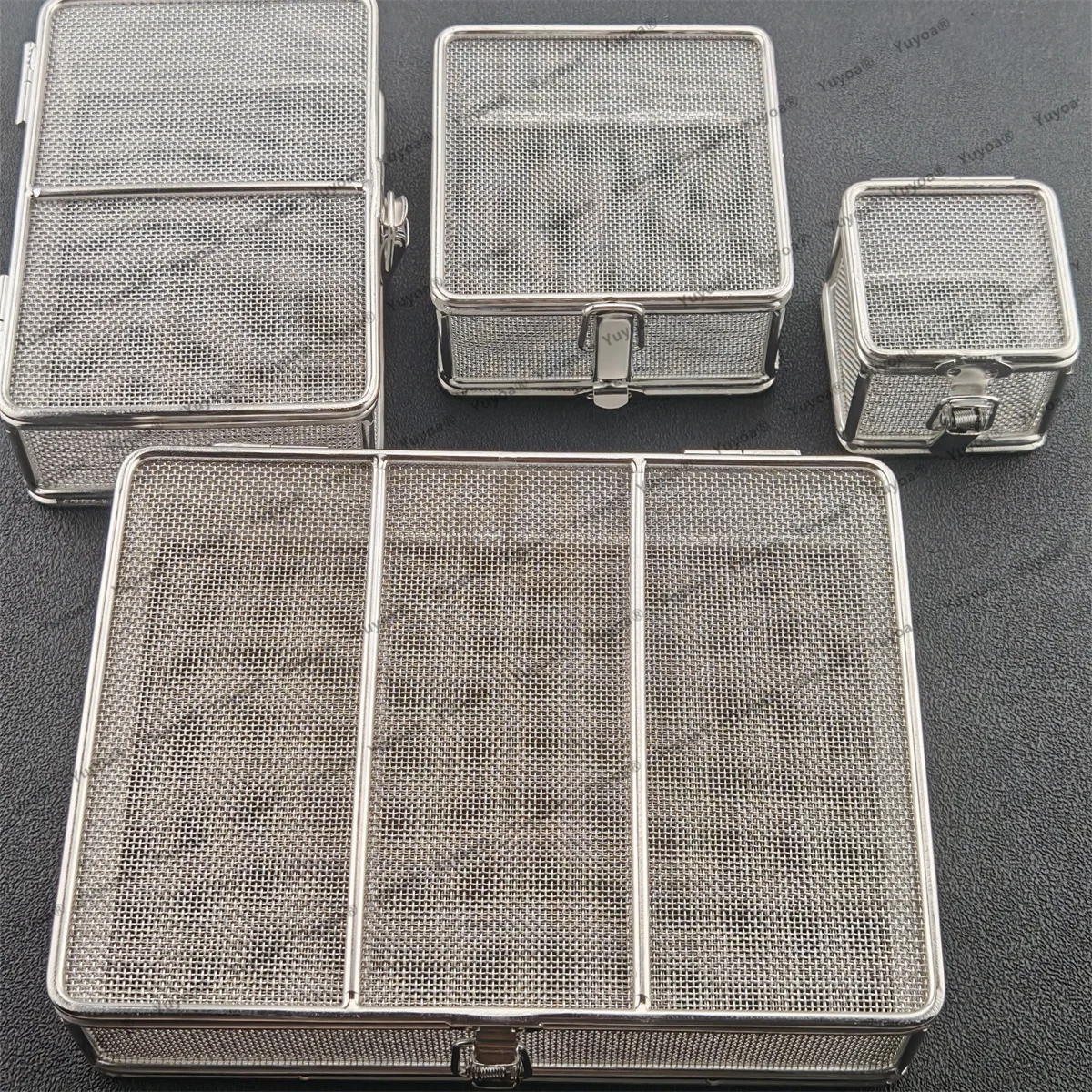 304 Stainless Steel Sterilization Basket with Lid Dental Cleaning Filter Draining Basket Medical Instrument Sterilization Box