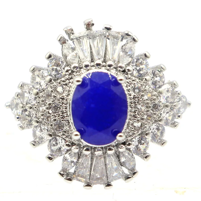Buy 4 Get 1 Free 21x18mm Vintage Style Real Green Emerald Blue Sapphire Red Rubies Silver Ring Fine Jewelry Eye Catching