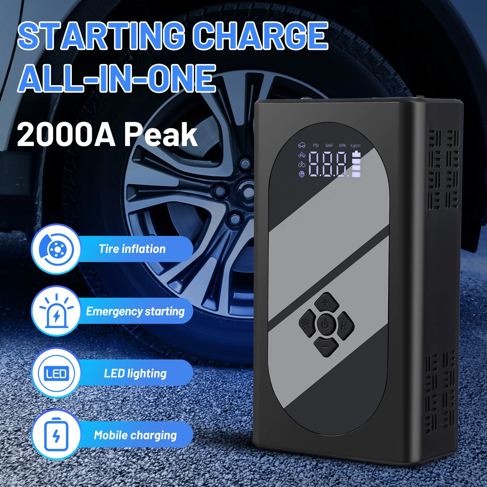 

12v Vehicle-mounted Portable Intelligent Electric Digital Display Car Emergency Starting Power Supply-a21- Jump Starter